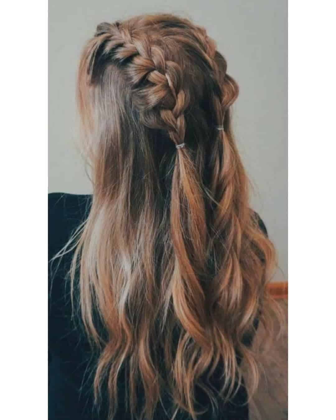 Braided Pigtails With Half Ponytail