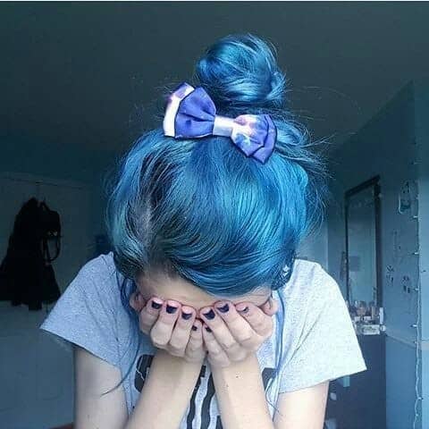 Sapphire Blue Messy High Bun