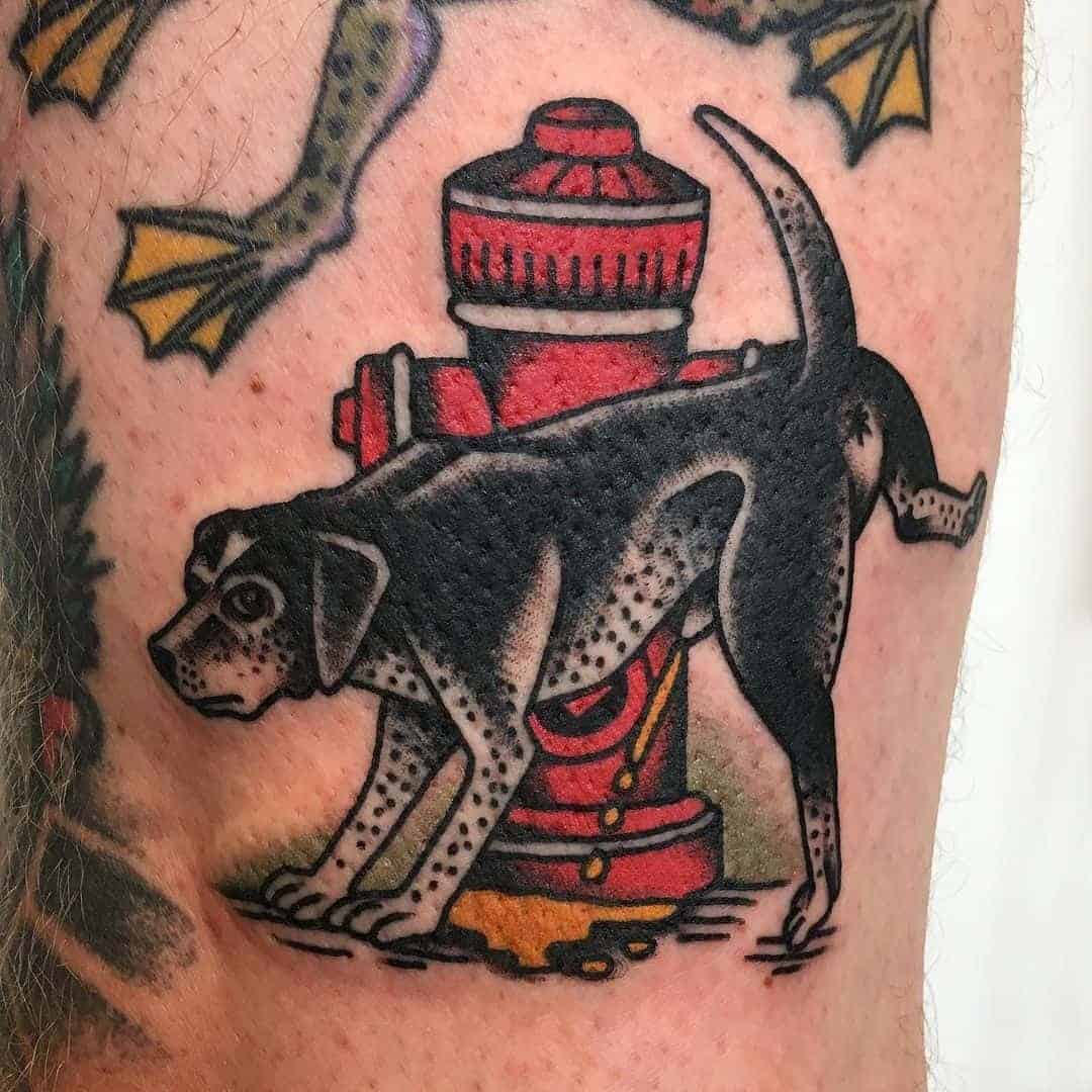 Funny Peeing Dog Tattoo