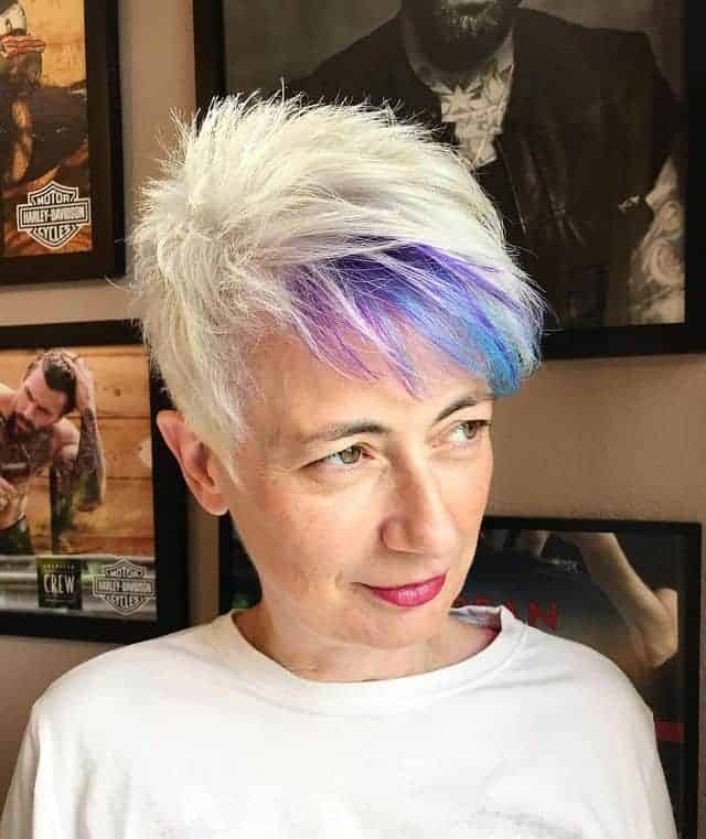 Pixie Cut With Purple and Blue Highlights