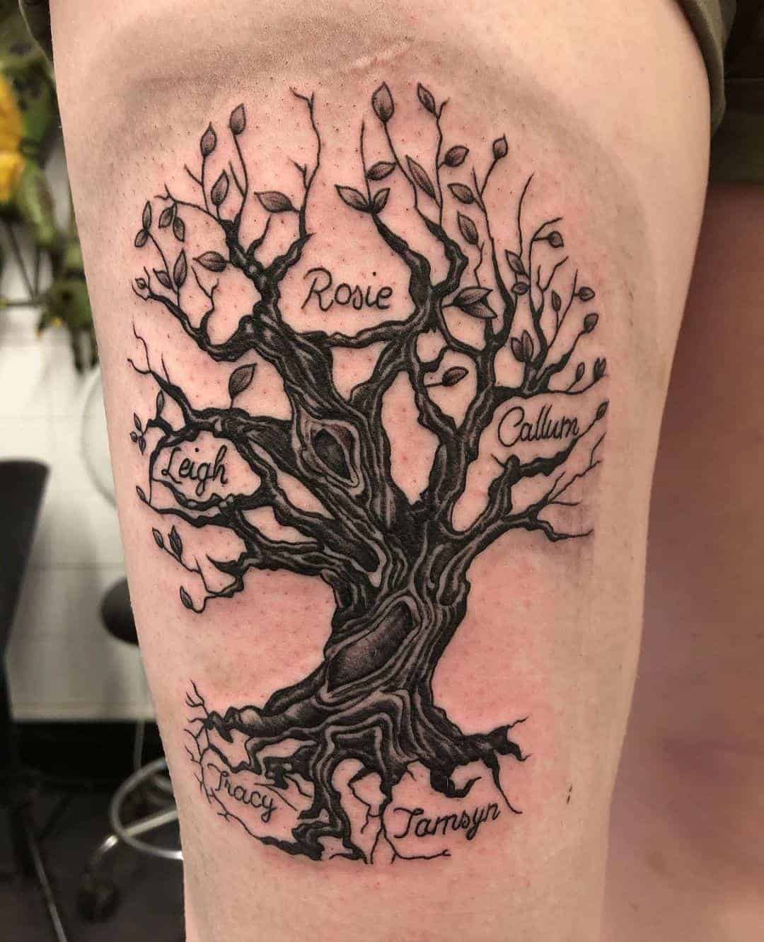 Gnarled Family Tree Tattoo