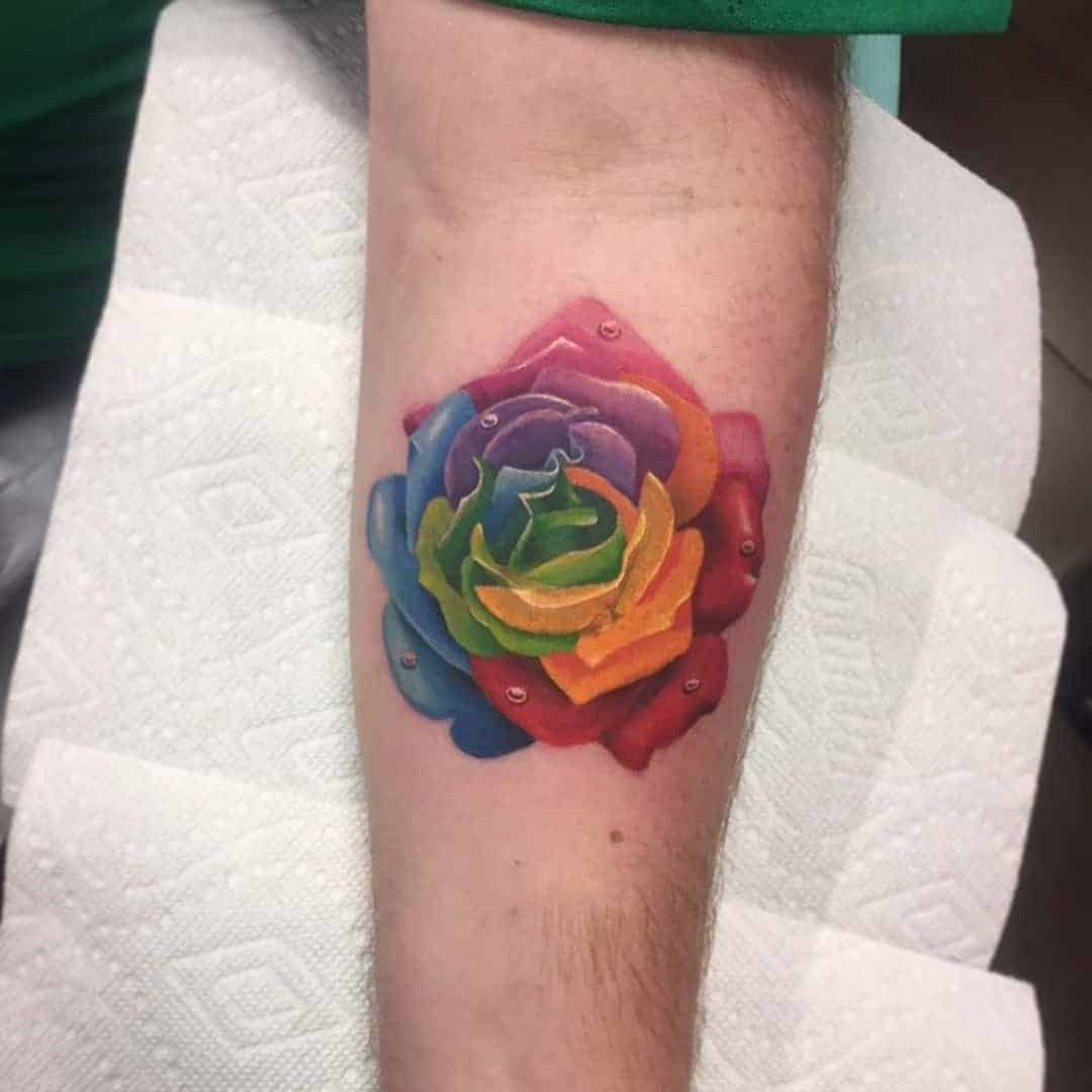 Rainbow Rose Tattoo