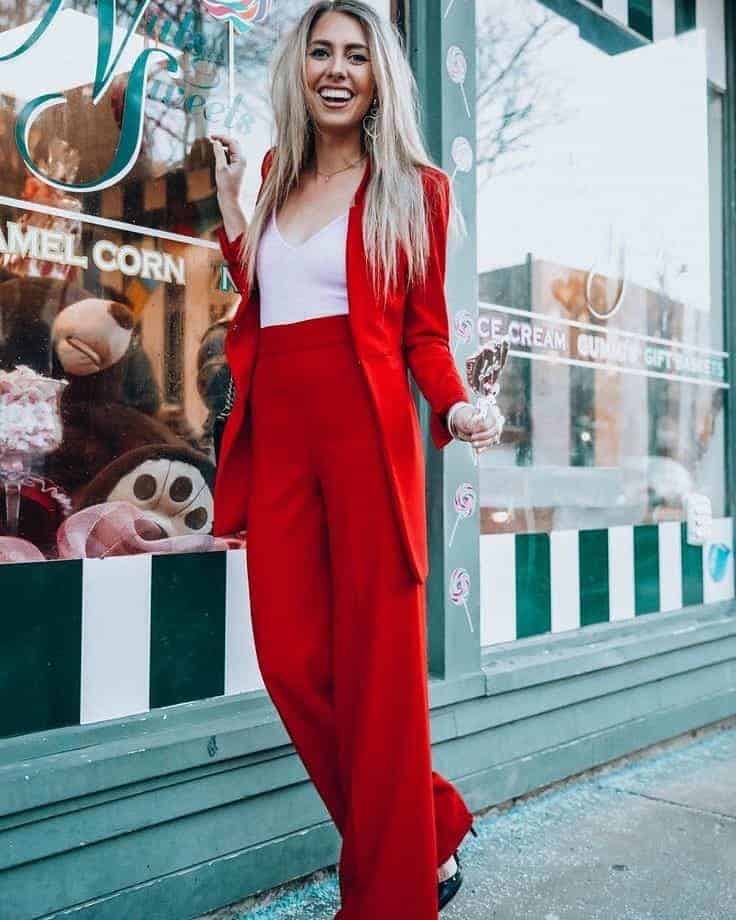 Red Pants and Blazer Set