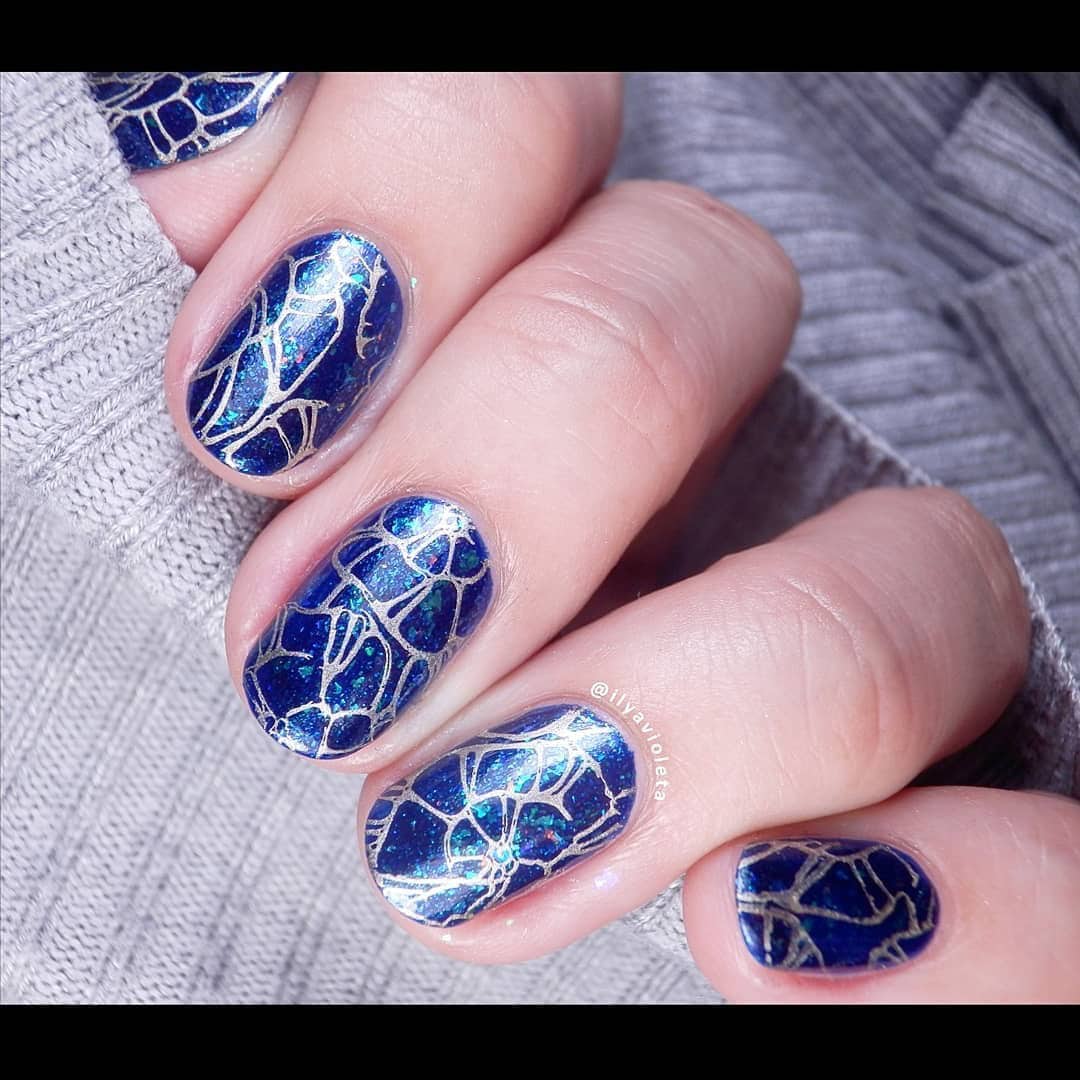 Royal Blue Patterned Nails