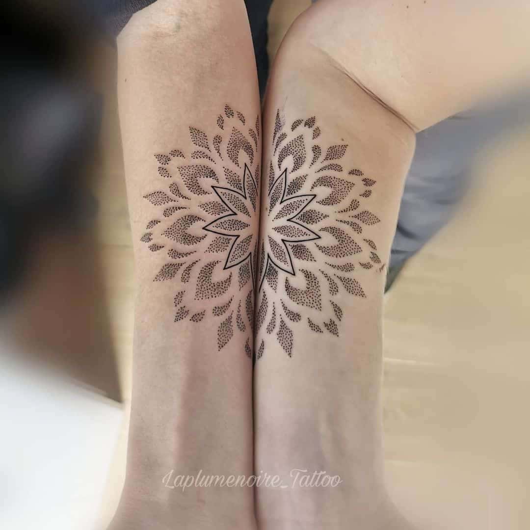 Half Mandala Matching Tattoos