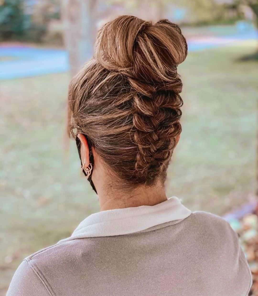 Braided Bun With Chunky Bangs