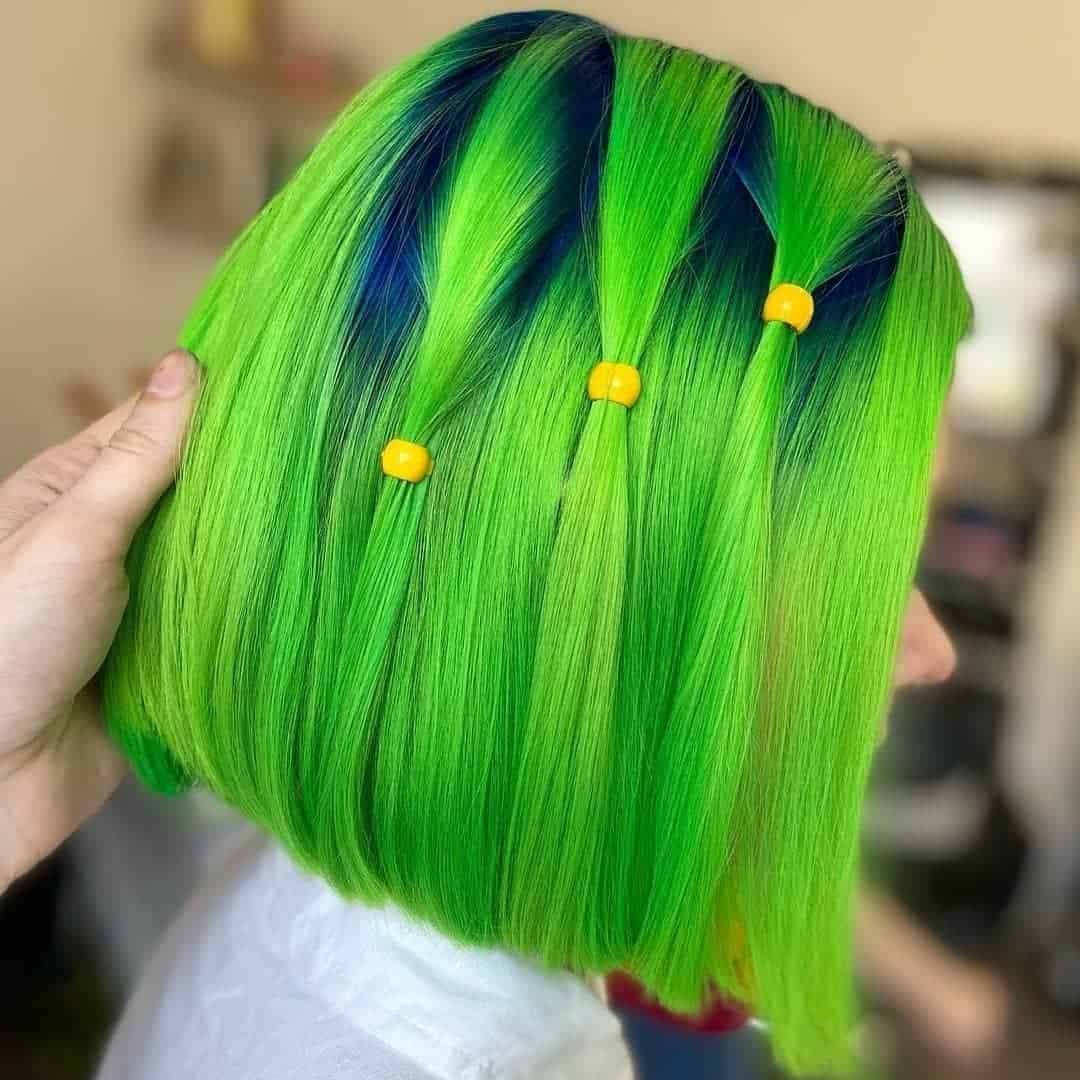 Cobalt Blue and Neon Green Lob