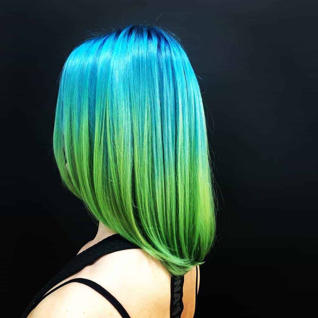 Turquoise and Lime Ombré Hair