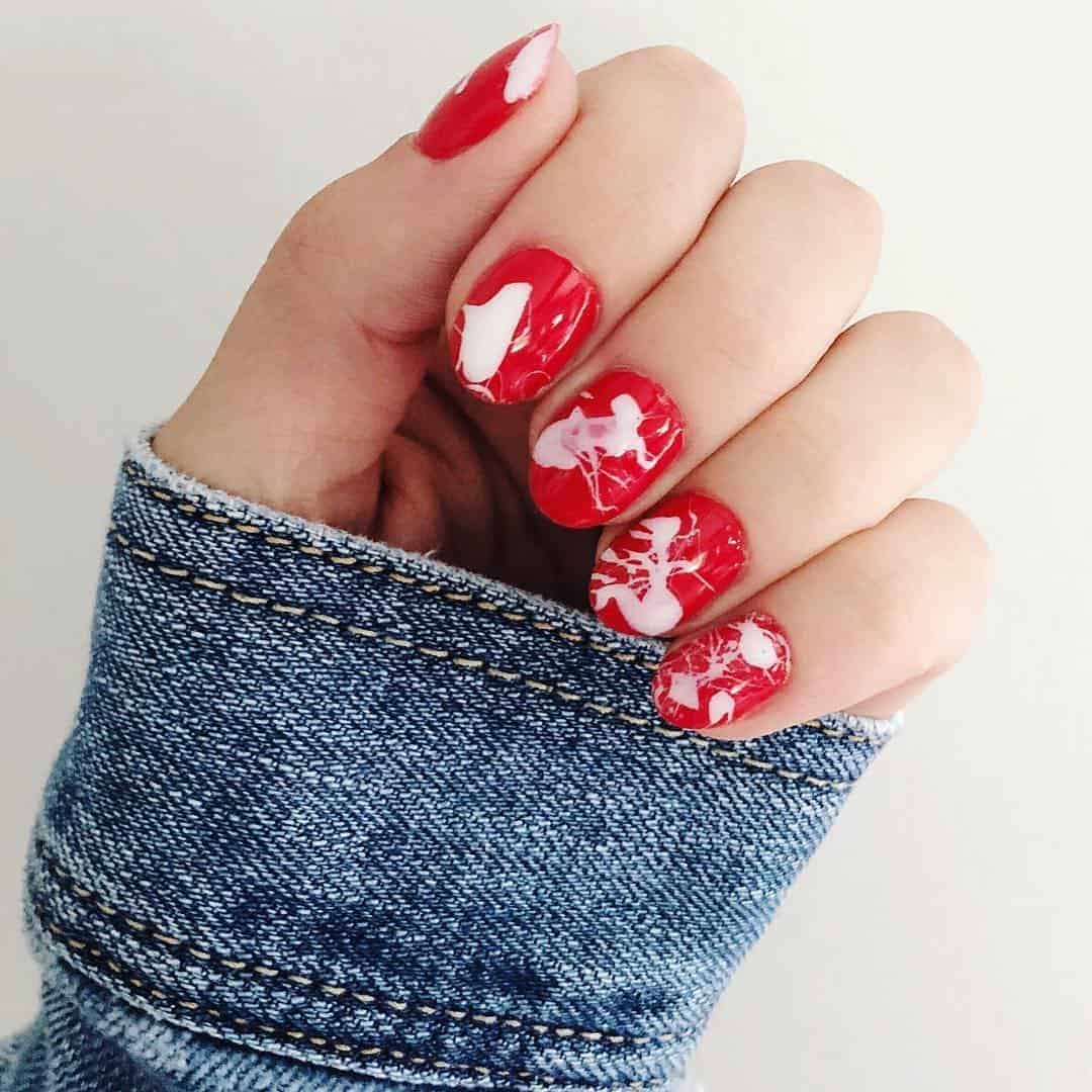 Paint Splash Red Nails