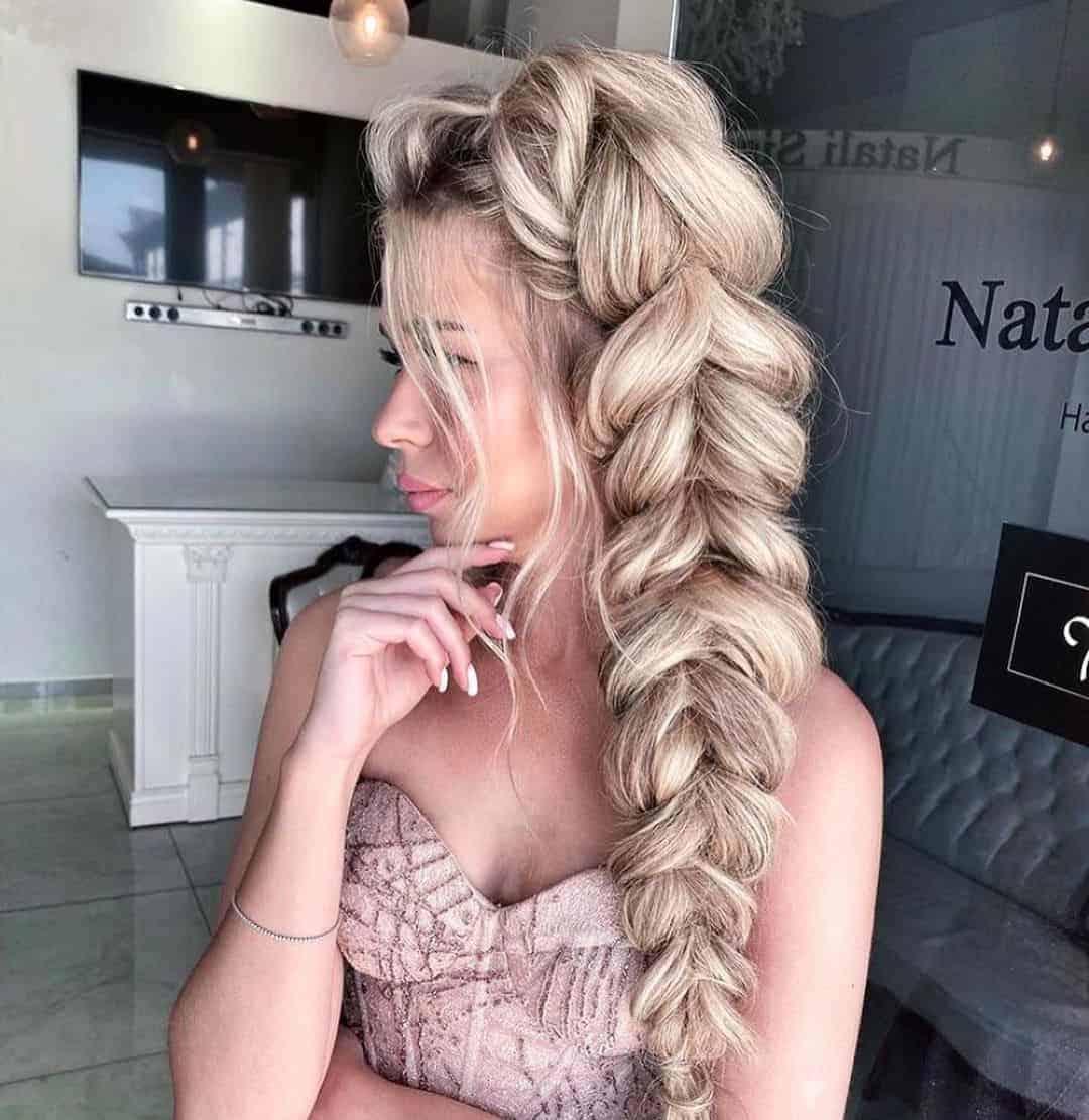 Dutch Side Braid With Messy Loose Curls