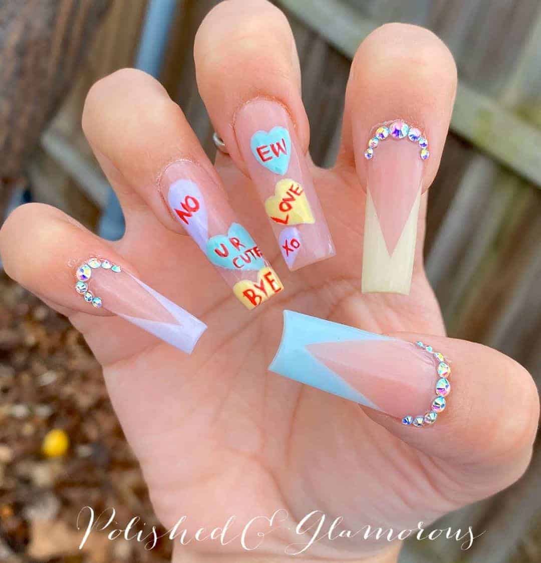 Candy Heart V-Cut Nails