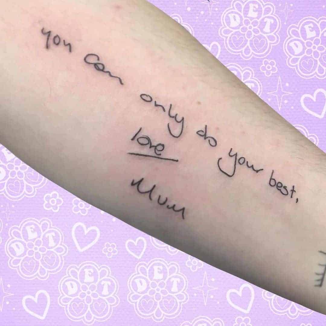 Handwritten Note Family Tattoo