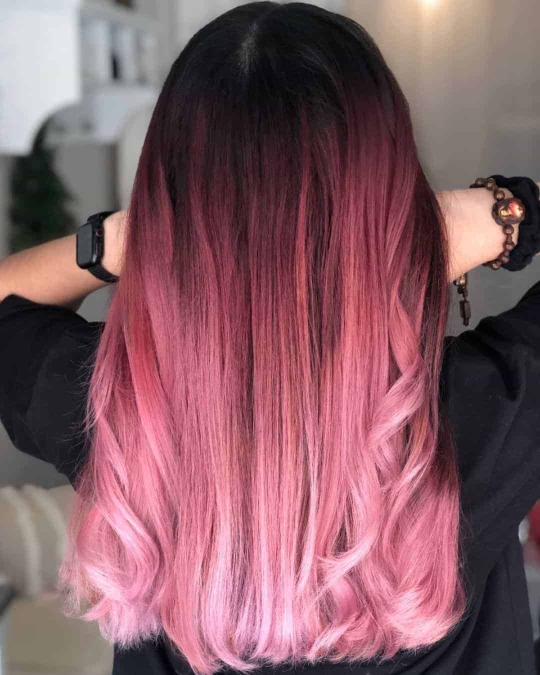 Dark Pink and Brown Ombre Hair