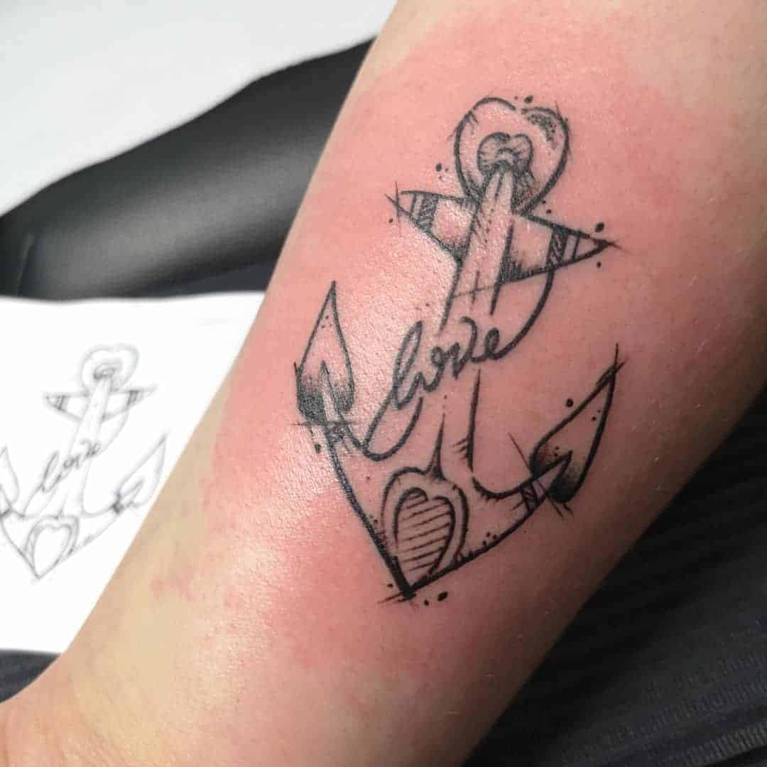 “Love” Anchor Family Tattoo