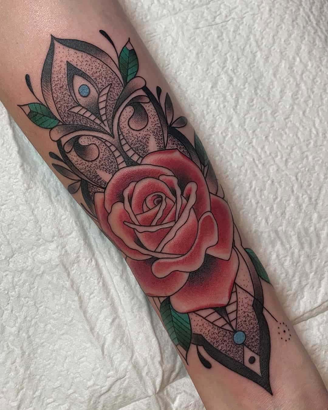 Rose and Mandala Tattoo