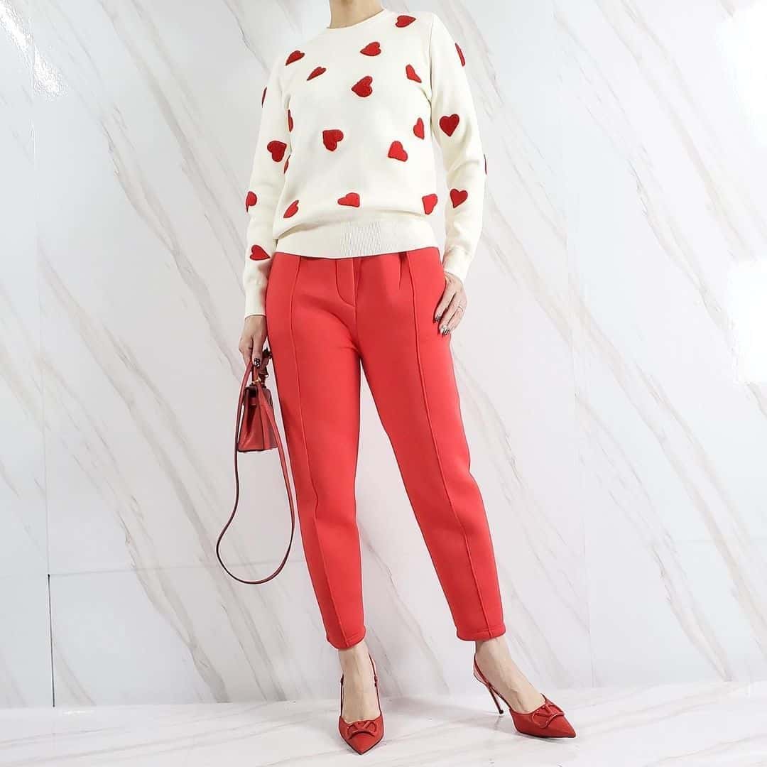 Wool Pants and Heart Print Sweatshirt