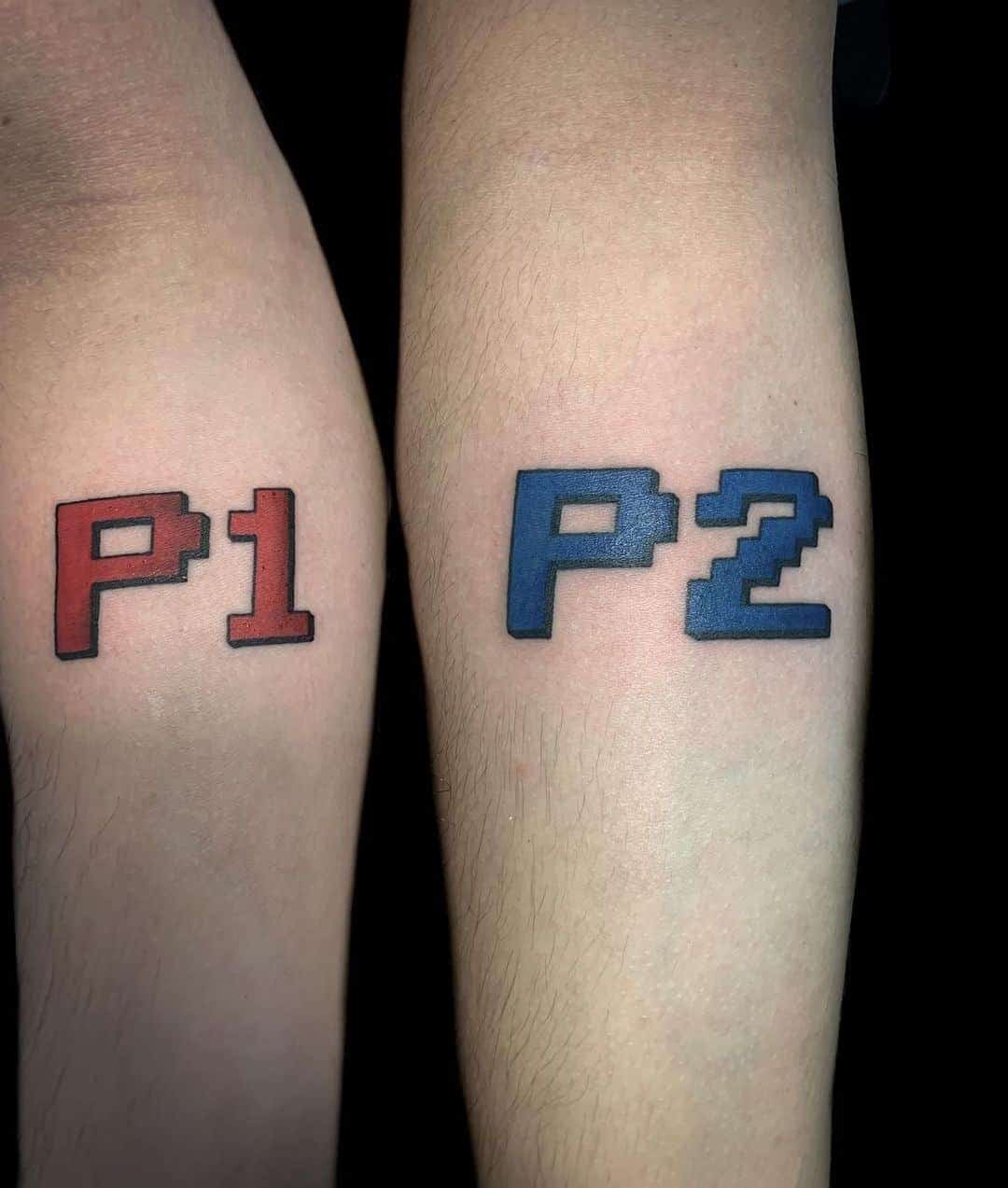 Player One and Player Two Matching Tattoos