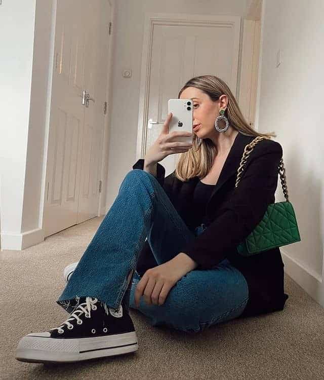 Jeans, Black Blazer, and Converse