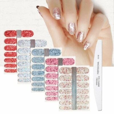 Best Premium Nail Strips: BornBeauty Glitter Nail Polish Decal Strips