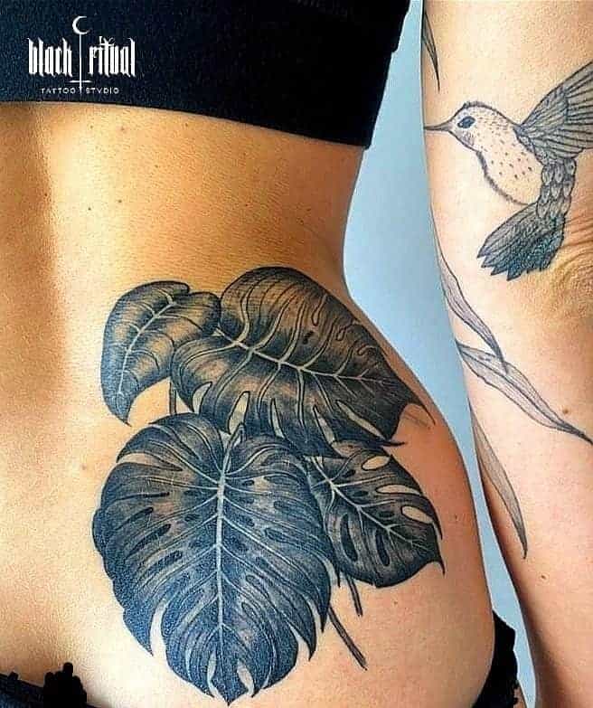 Black Monstera Tattoo