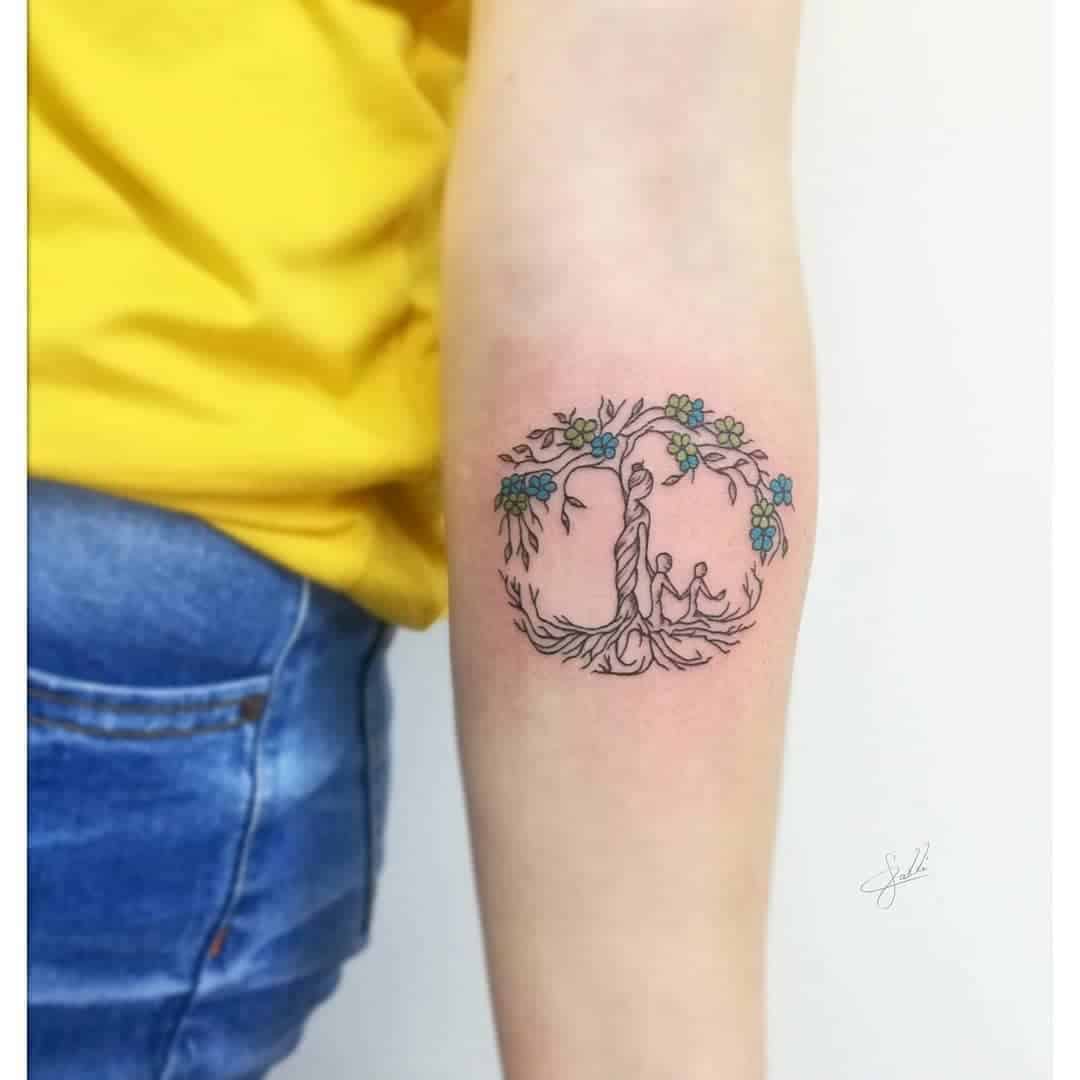 Mother and Child Family Tree Tattoo