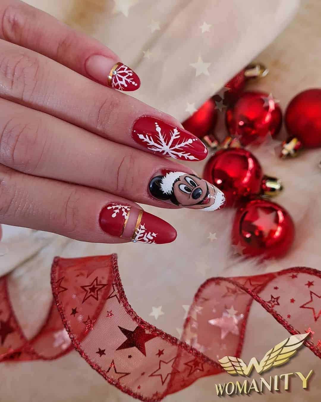 Mickey Mouse Christmas Nails