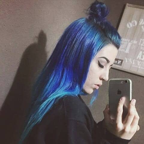 Sleek Blue Top-Knot Half Bun