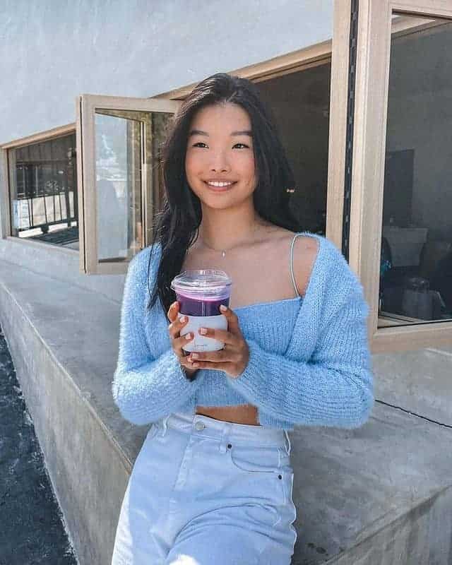 Jeans and Fuzzy Blue Top and Cardigan Set