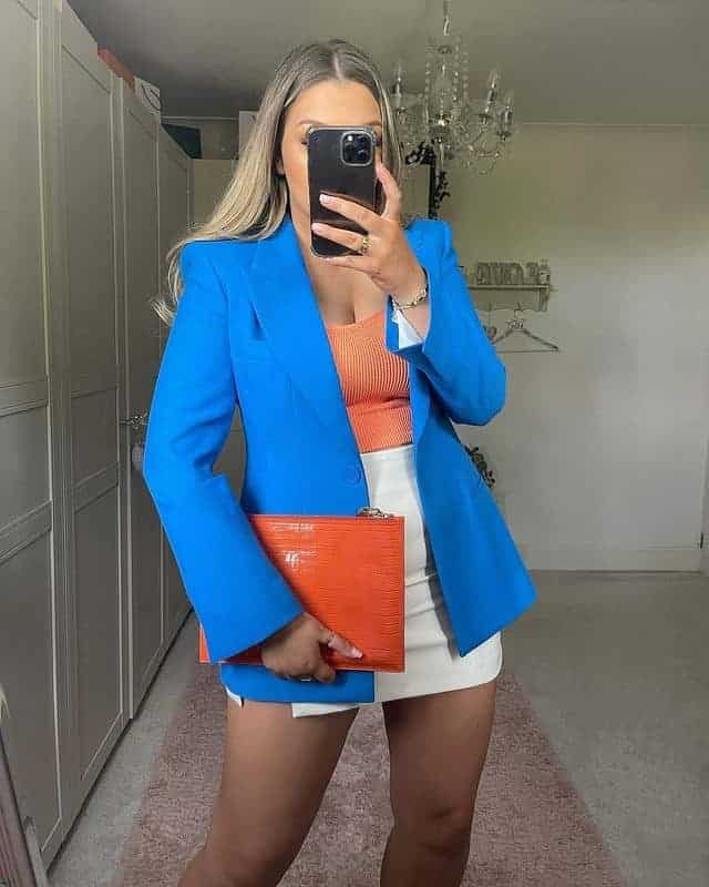 Miniskirt and Blue Blazer