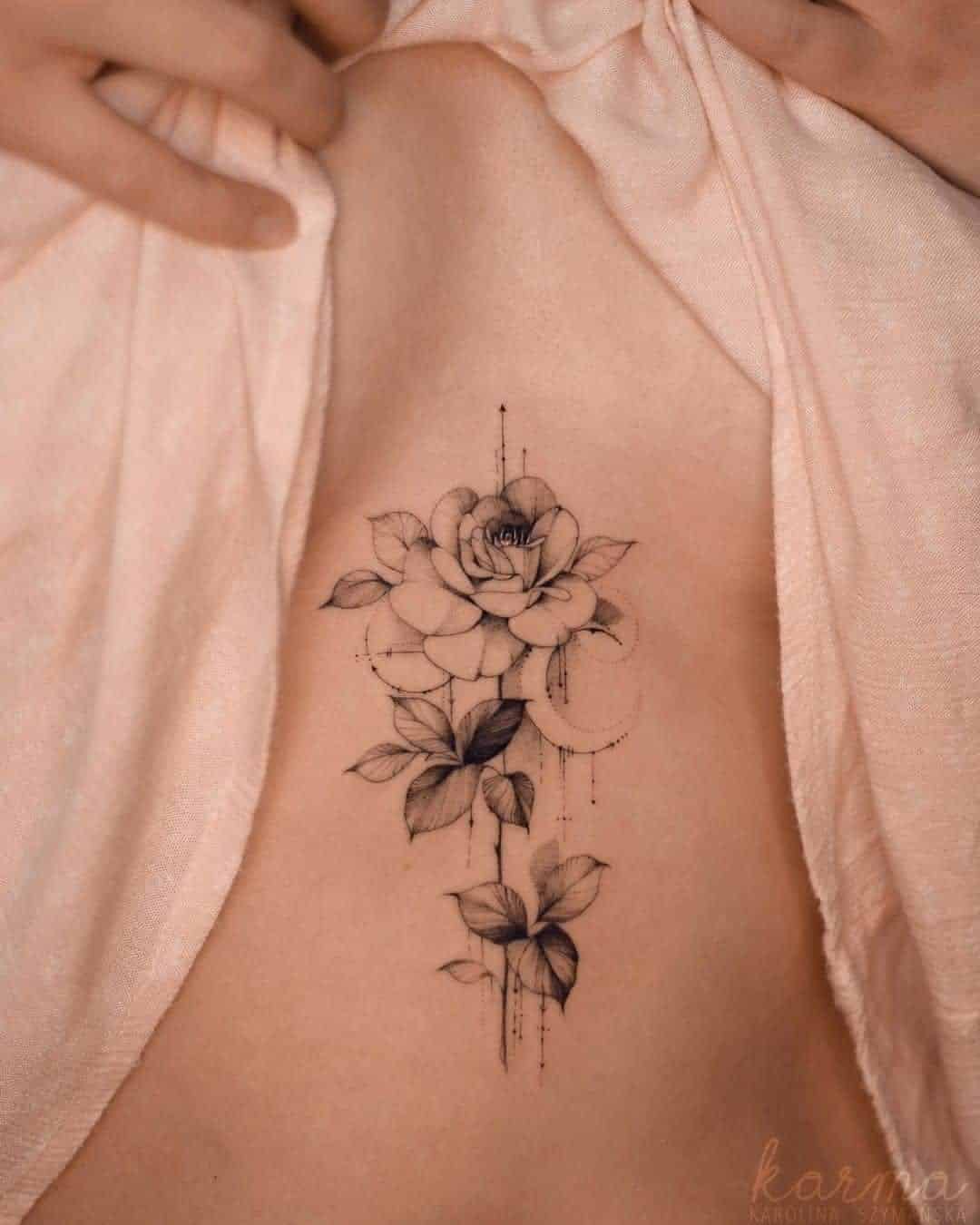 Delicate Geometry Rose Tattoo