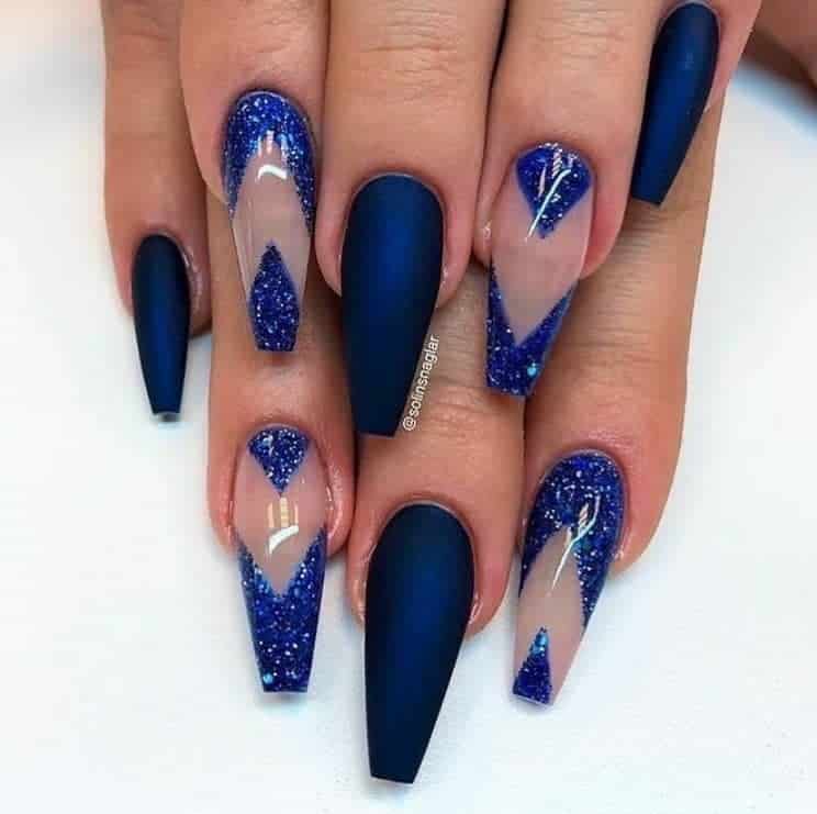 Assorted Blue Nails With Negative Spaces