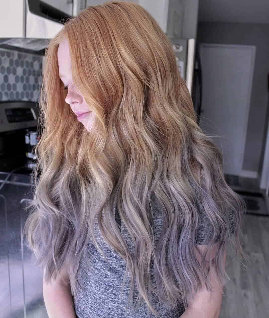 Ginger Blonde and Pewter Ombré Hair