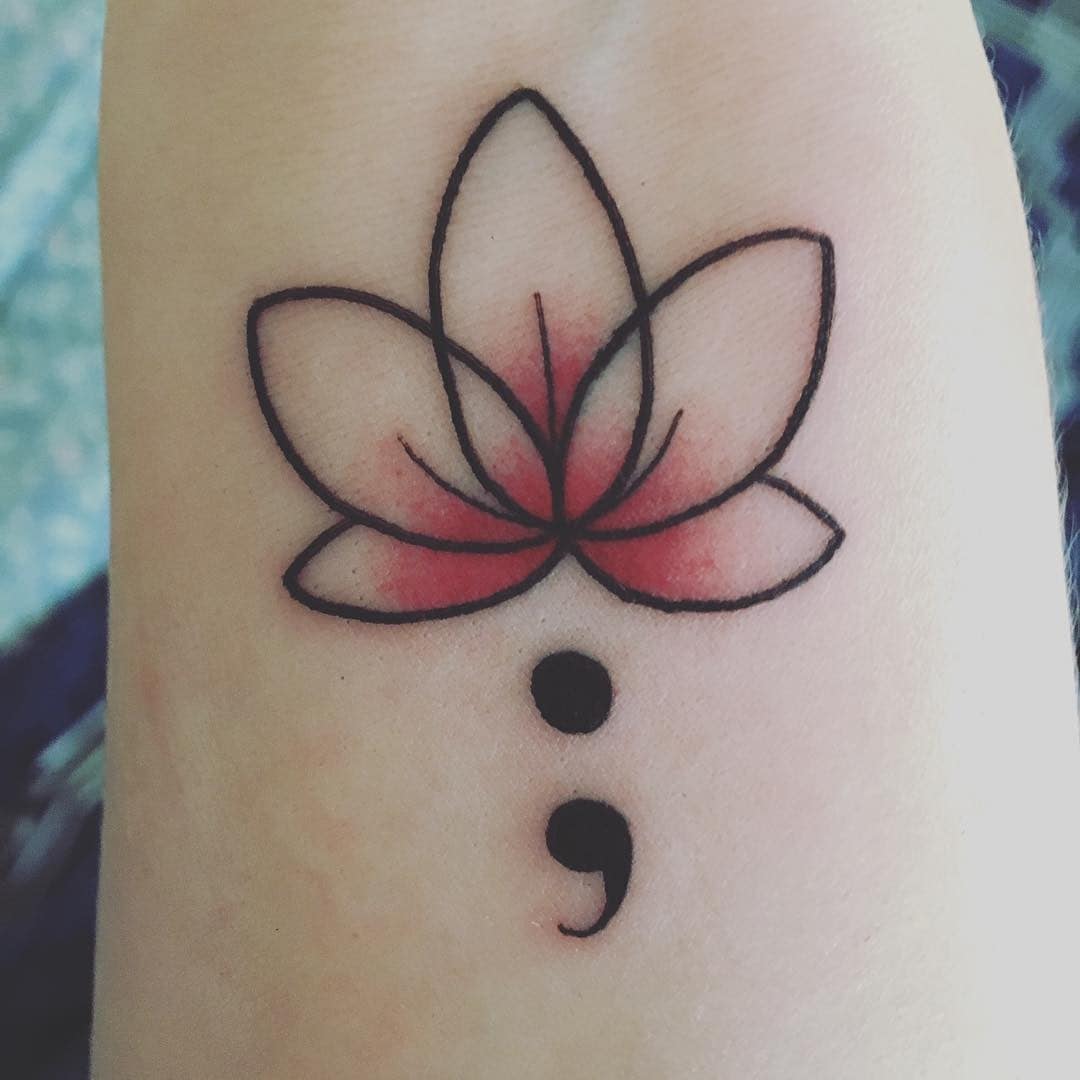 A Semicolon with a Colorful Lotus