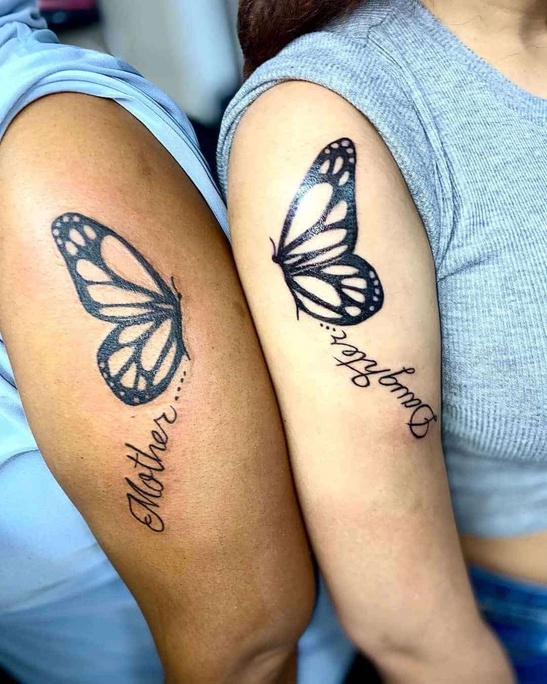 Half-Butterfly Matching Tattoos