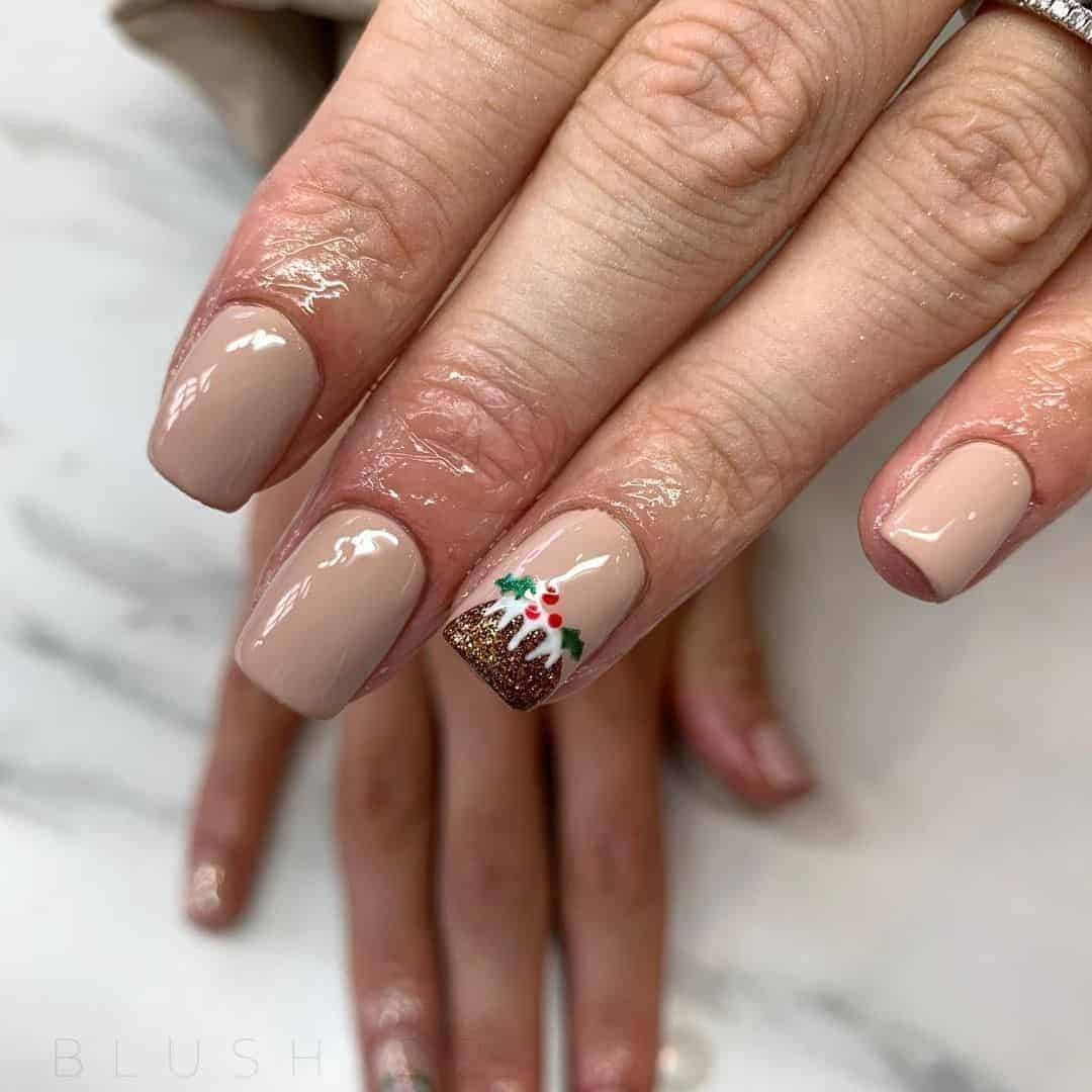 Simple Nude Christmas Nails