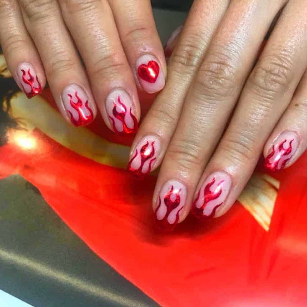 Red Flames Nail Design