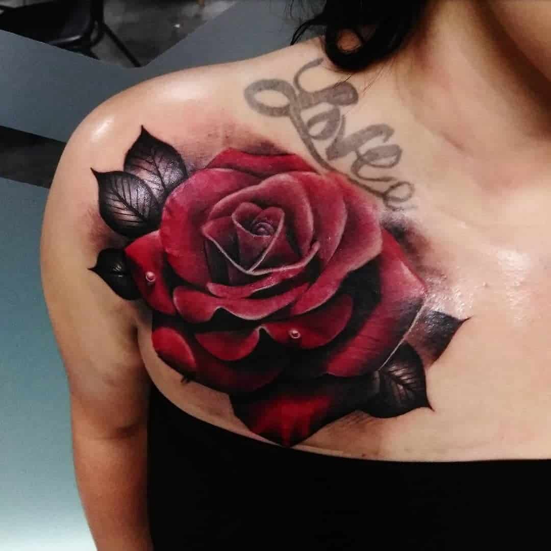 Realistic Rose Tattoo