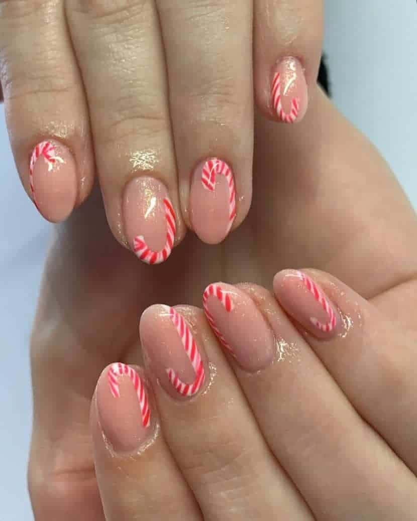 Subtle Candy Cane Nails