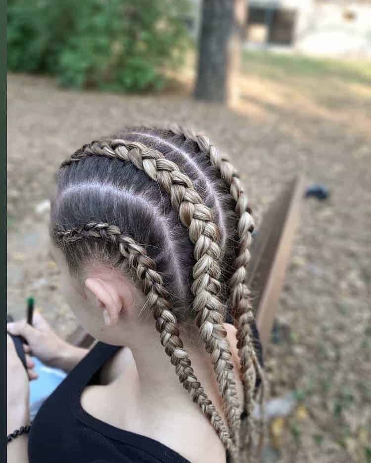 Blonde and Brown Feed-in Braids