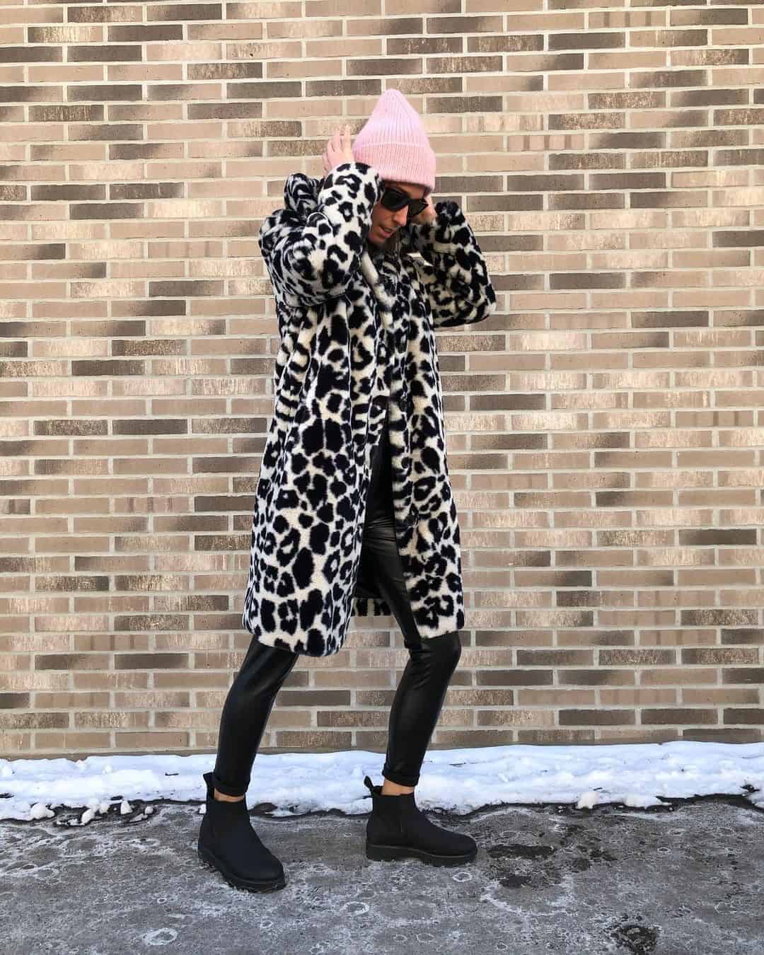 Long White Leopard Print Coat