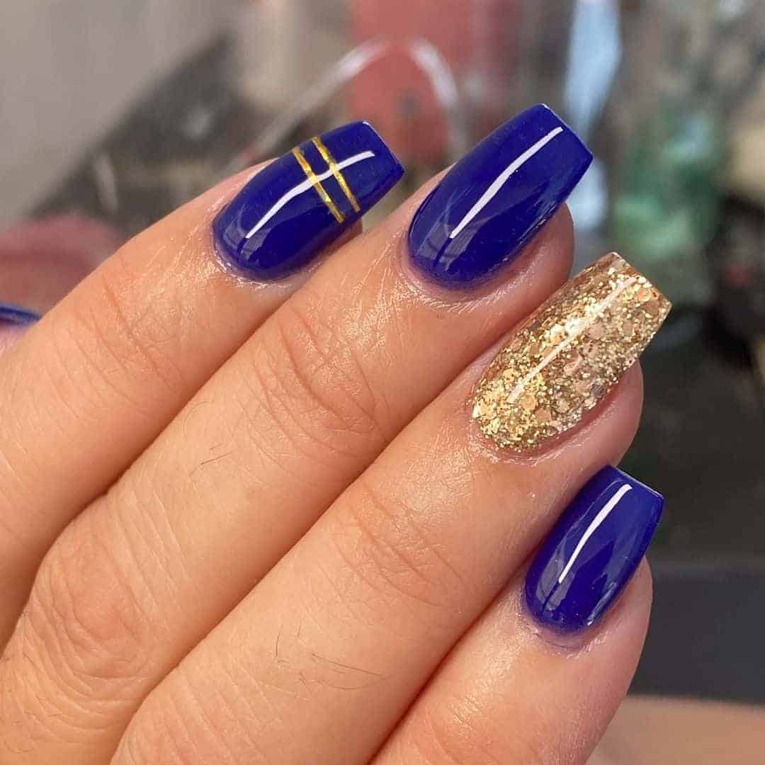 Blue and Gold Featured Nails