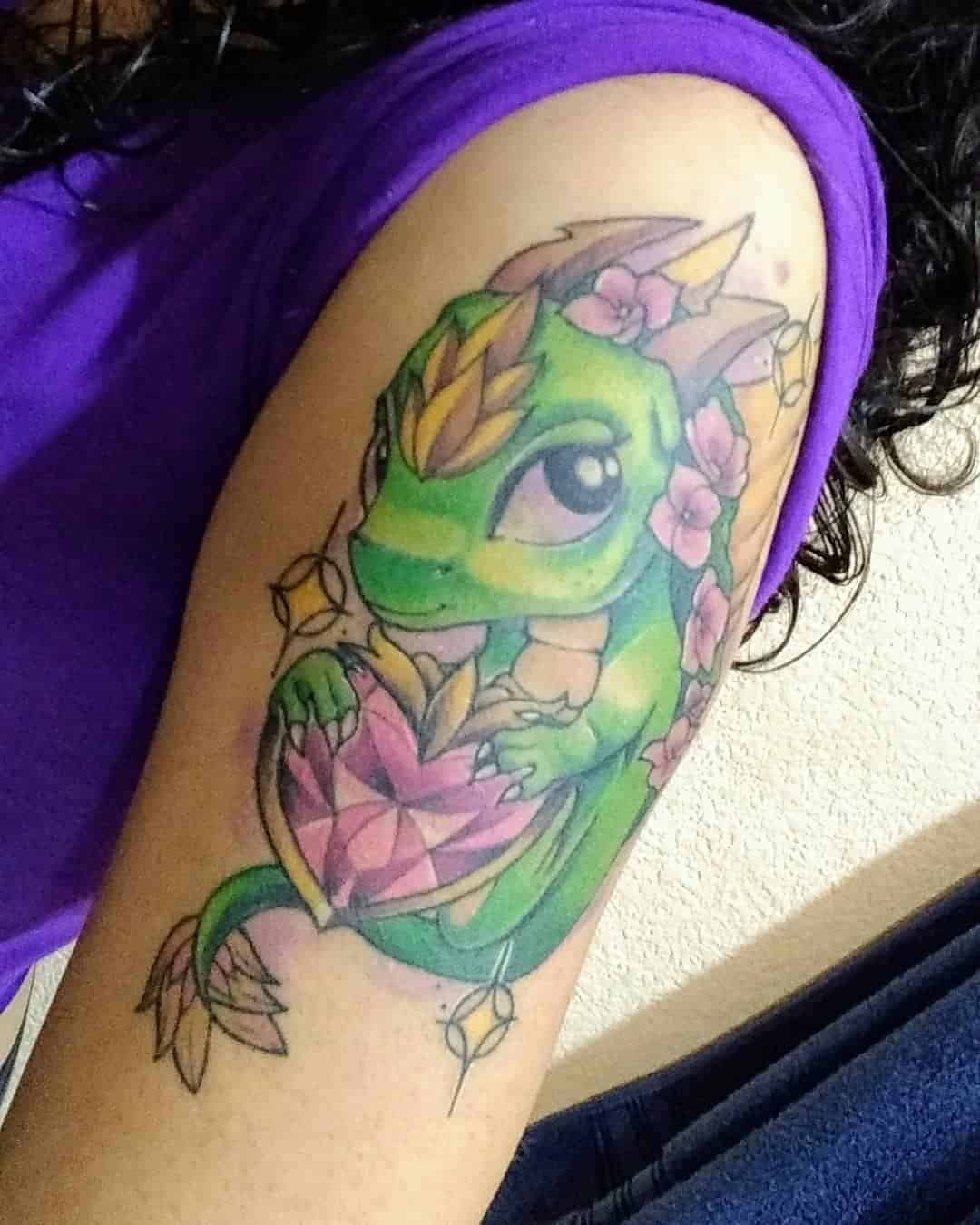 Baby Green Dragon Tattoo