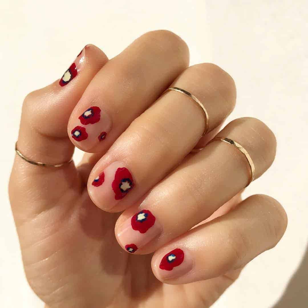 Red Anemone Nail Design