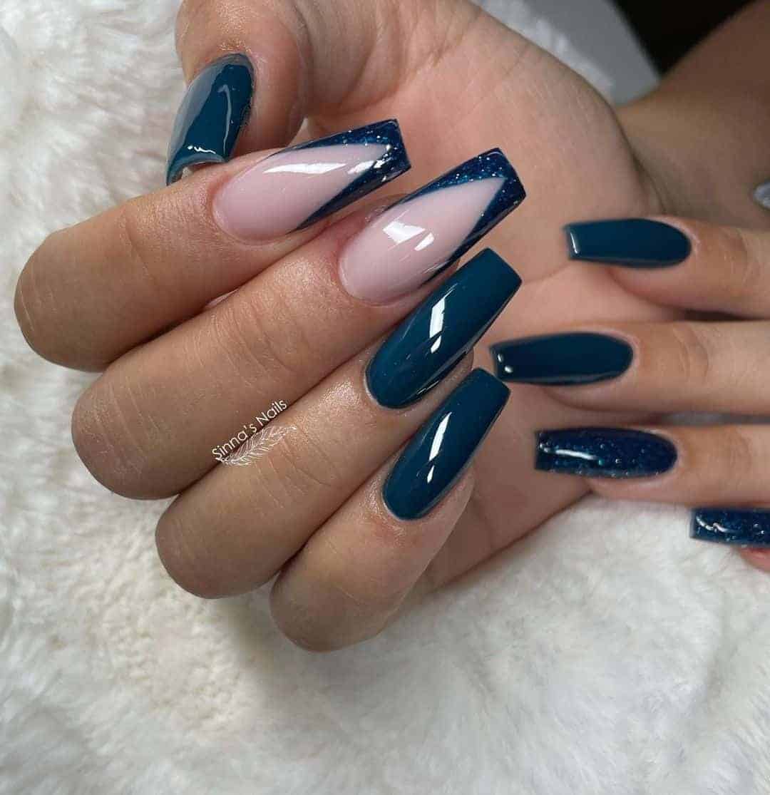 Midnight Blue Coffin Nails