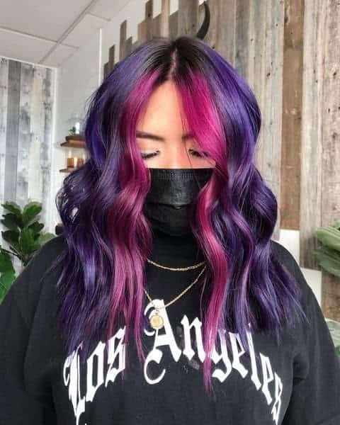 Face-Framing Vivid Pink and Purple Locks