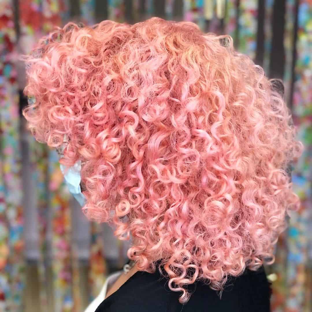 Peachy Pink Shoulder-Length Curls