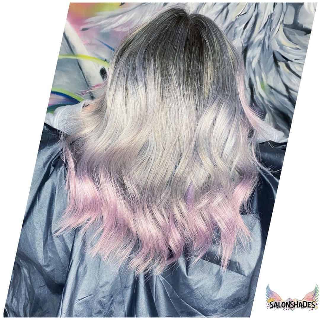 Silver Hair With Frosted Pink Tips