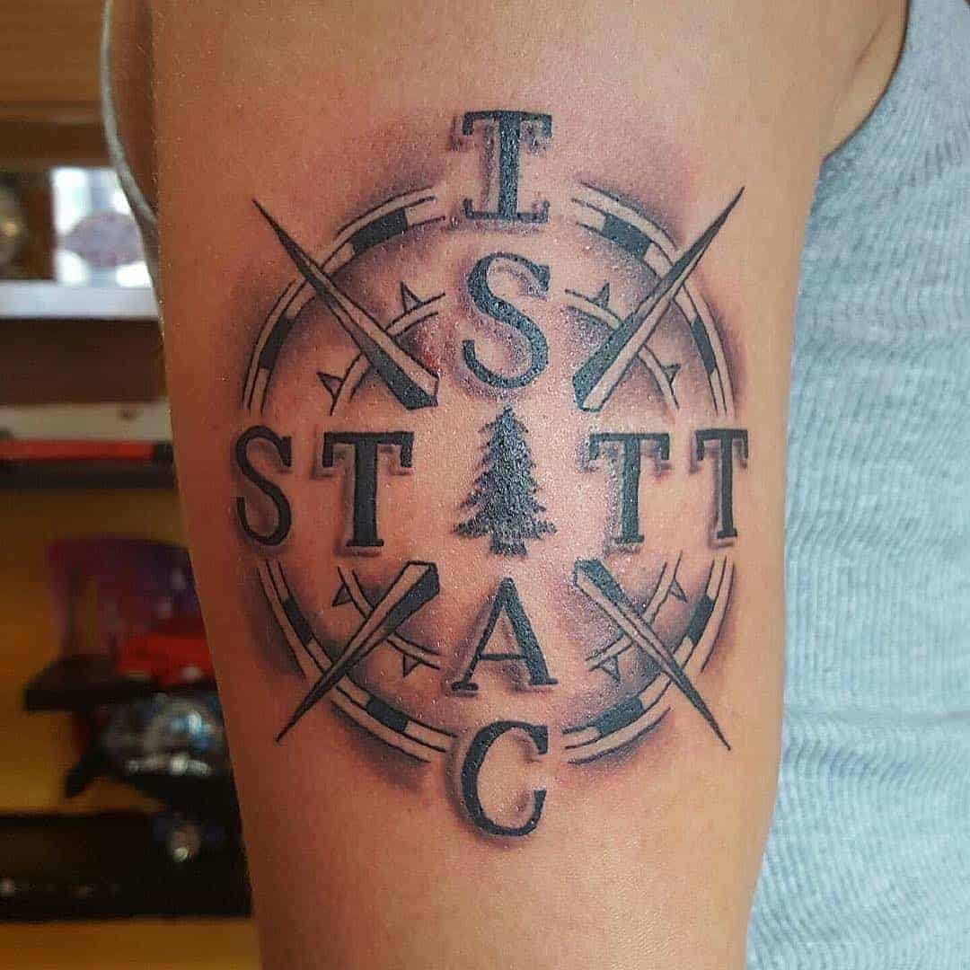 Compass-Inspired Family Tree Tattoo