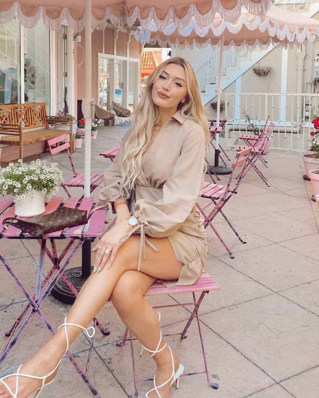 Beige Dress and Strappy Sandals