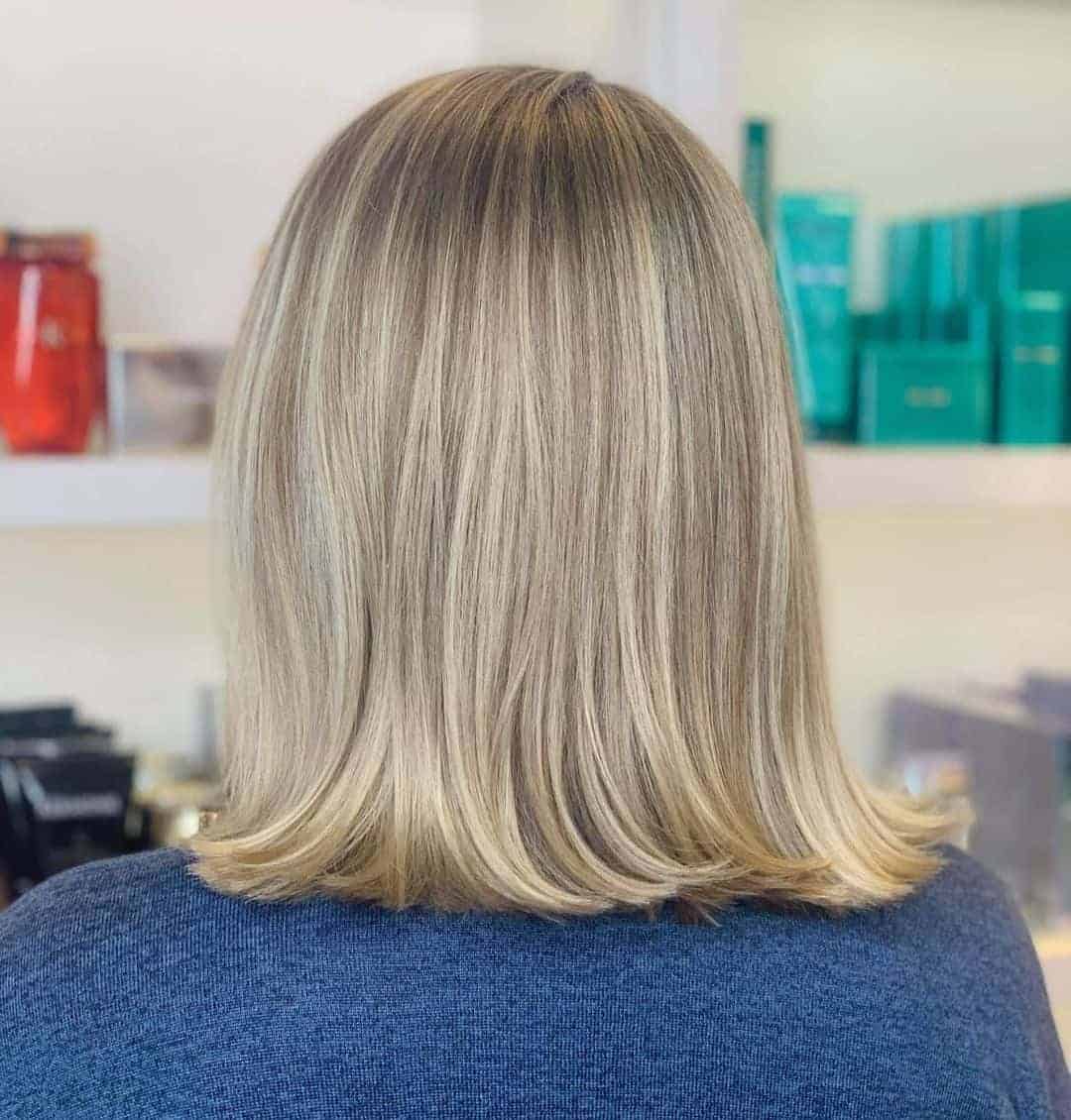 Blonde Highlighted Shoulder Length Fall Hairstyle